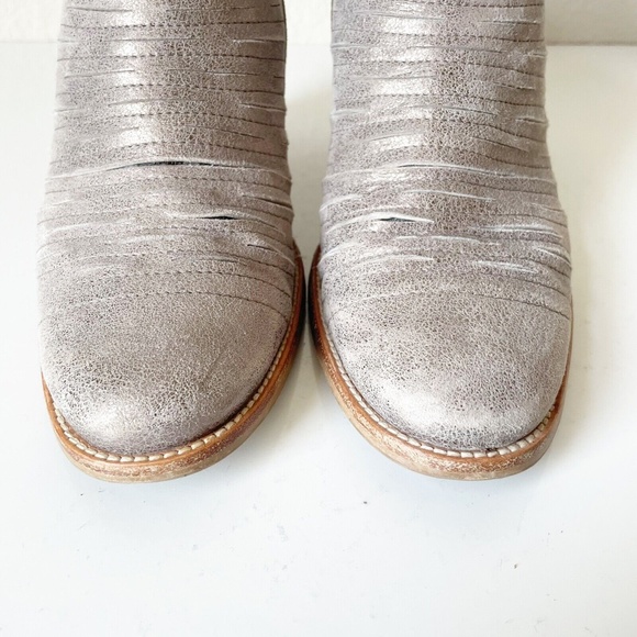 Paul Green Malibu Womens Ankle Boots 7 Metallic Leather Nubuck Sliced Zipper - Picture 4 of 12